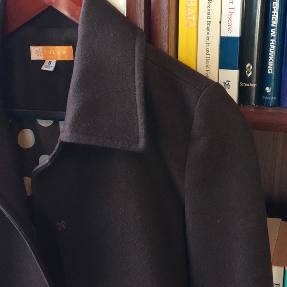 Tulle Brown Wool Blend Coat sz S - Picture 6 of 16